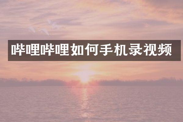 哔哩哔哩如何手机录视频
