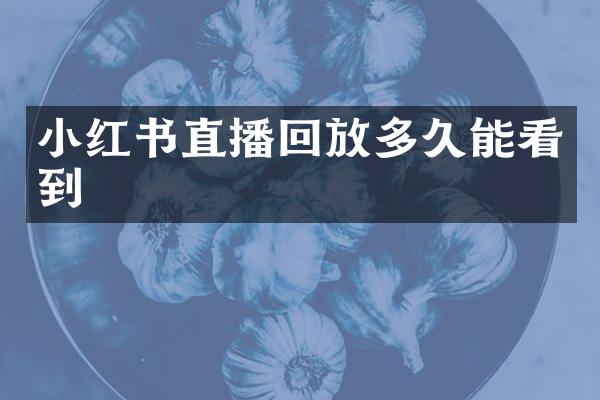 小红书直播回放多久能看到