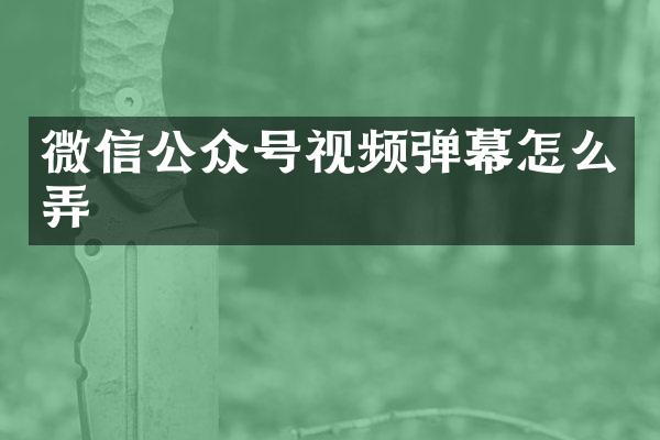 微信公众号视频弹幕怎么弄