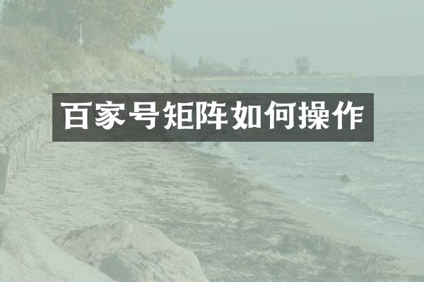 百家号矩阵如作