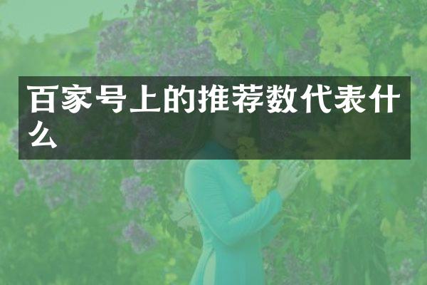 百家号上的推荐数代表什么