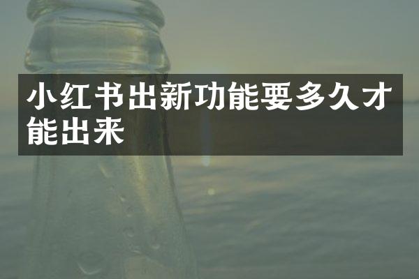 小红书出新功能要多久才能出来