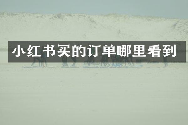 小红书买的订单哪里看到
