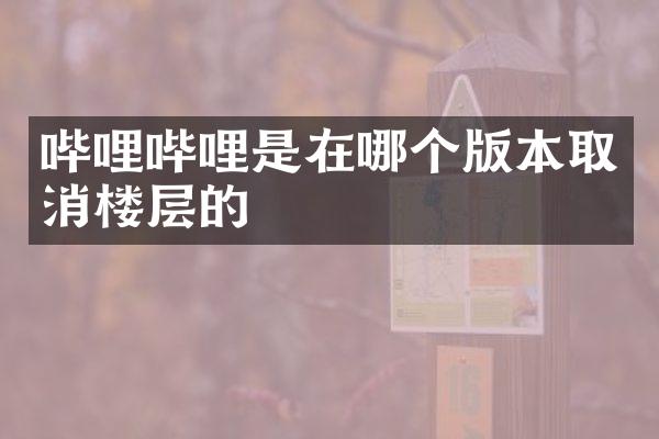 哔哩哔哩是在哪个版本取消楼层的