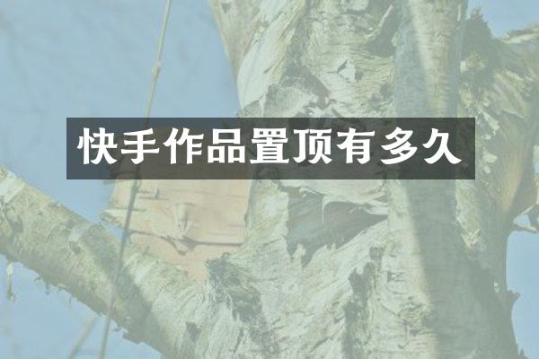 快手作品置顶有多久
