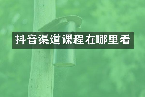 抖音渠道课程在哪里看