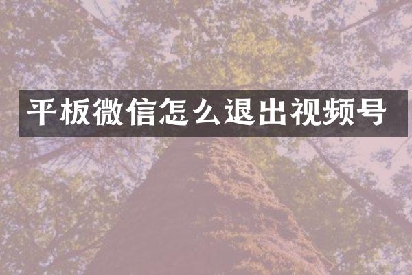 平板微信怎么退出视频号