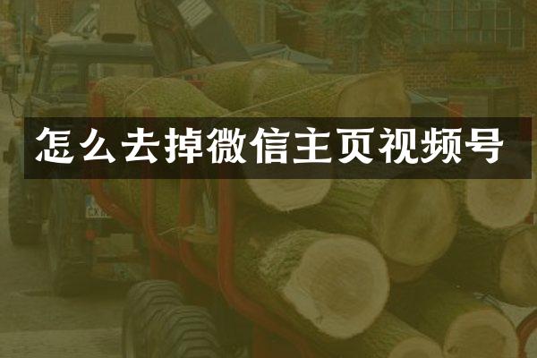 怎么去掉微信主页视频号