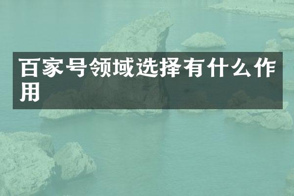 百家号领域选择有什么作用