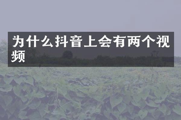 为什么抖音上会有两个视频