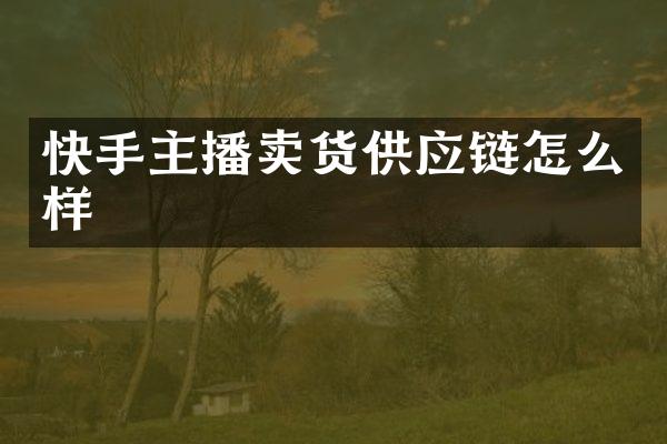 快手主播卖货供应链怎么样