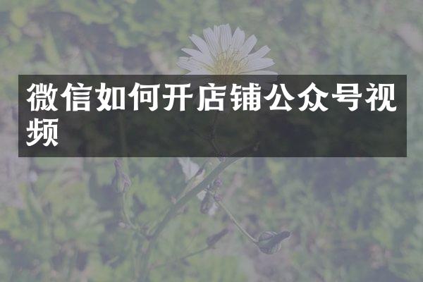 微信如何开店铺公众号视频
