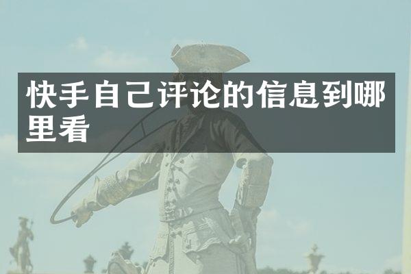 快手自己评论的信息到哪里看