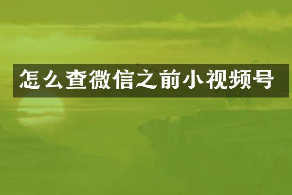 怎么查微信之前小视频号