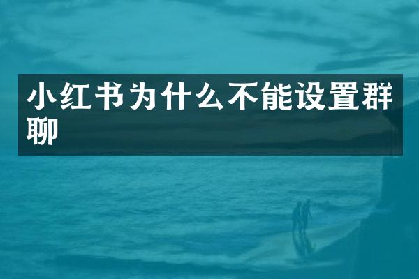小红书为什么不能设置群聊