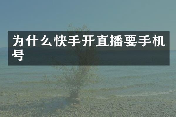 为什么快手开直播要手机号