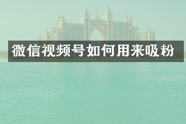 微信视频号如何用来吸粉
