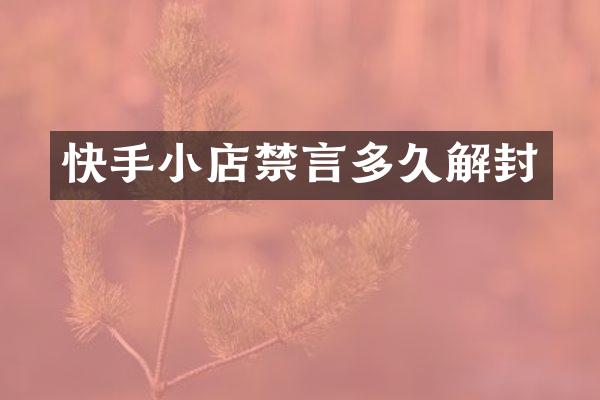 快手小店禁言多久解封
