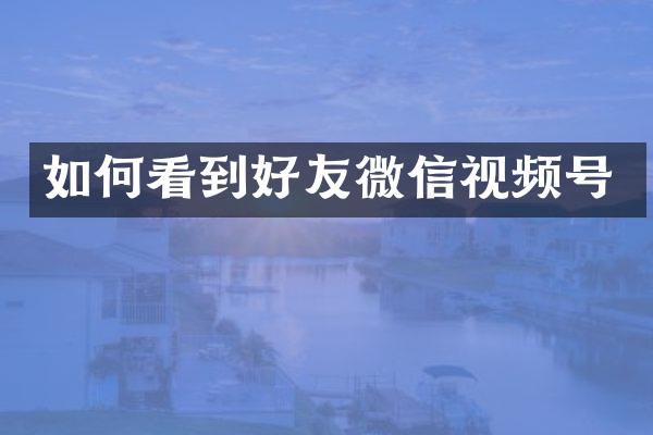 如何看到好友微信视频号