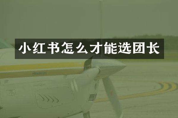 小红书怎么才能选团长