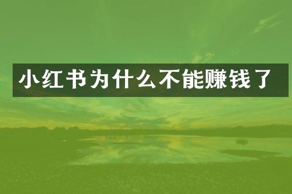 小红书为什么不能赚钱了