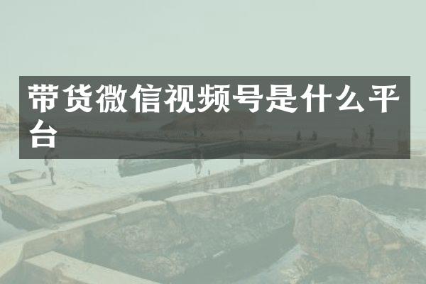 带货微信视频号是什么平台