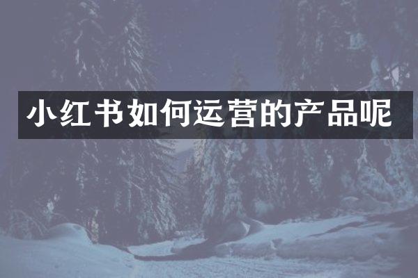 小红书如何运营的产品呢