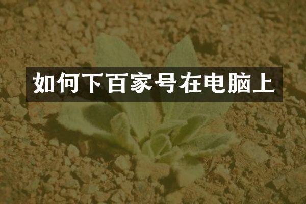 如何下百家号在电脑上