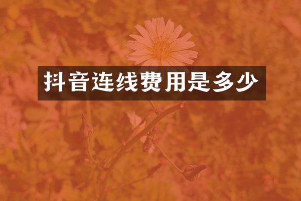 抖音连线费用是多少