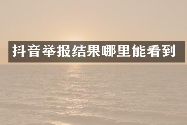 抖音举报结果哪里能看到