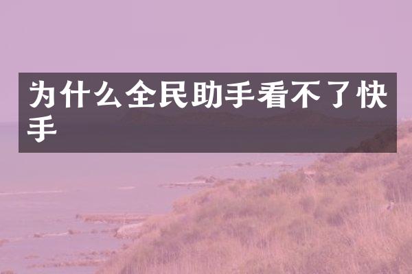 为什么全民助手看不了快手