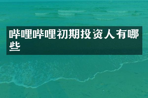 哔哩哔哩初期投资人有哪些