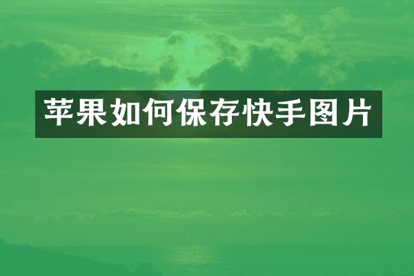 苹果如何保存快手图片