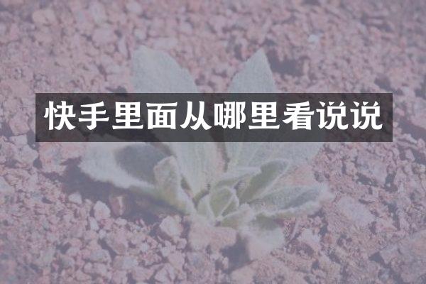 快手里面从哪里看说说
