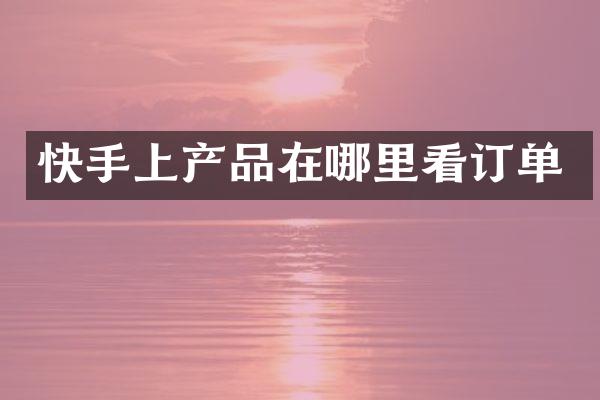 快手上产品在哪里看订单