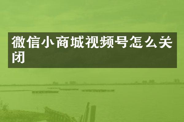 微信小商城视频号怎么关闭