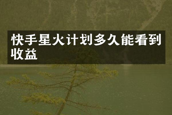 快手星火计划多久能看到收益