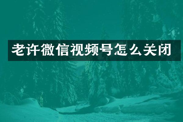 老许微信视频号怎么关闭
