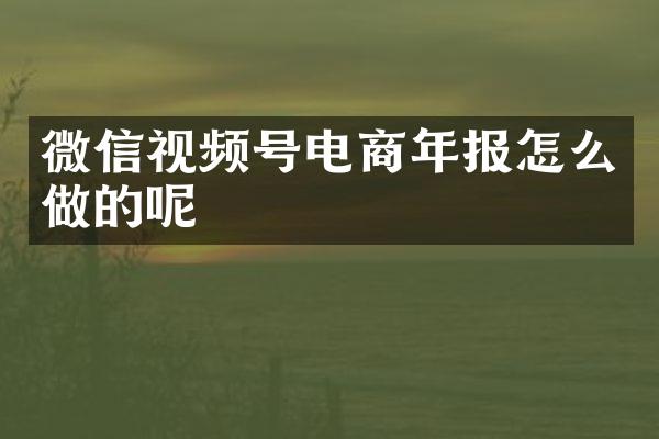 微信视频号电商年报怎么做的呢