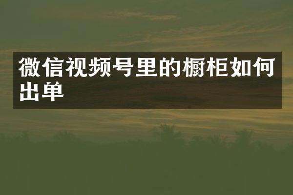 微信视频号里的橱柜如何出单