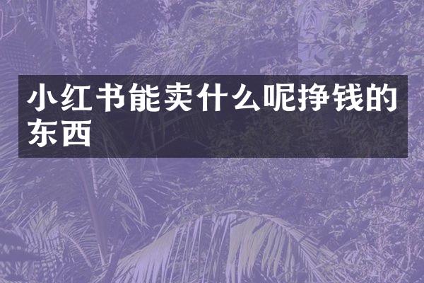 小红书能卖什么呢挣钱的东西