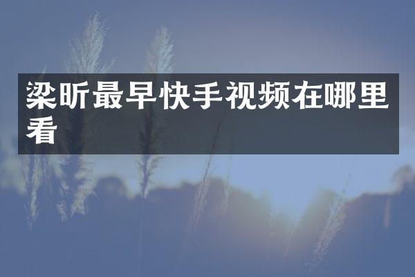 梁昕最早快手视频在哪里看