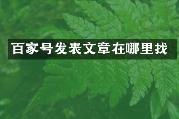百家号发表文章在哪里找