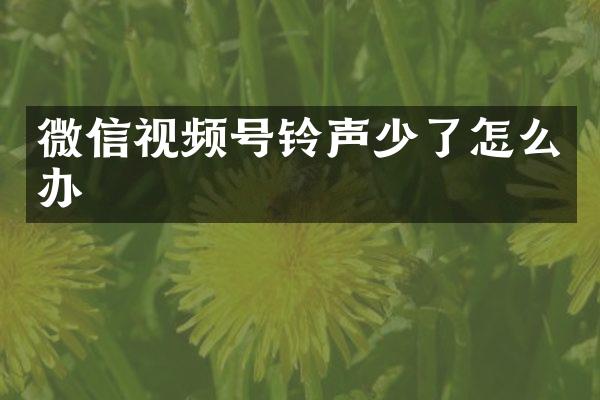 微信视频号铃声少了怎么办