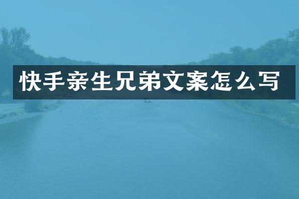 快手亲生兄弟文案怎么写