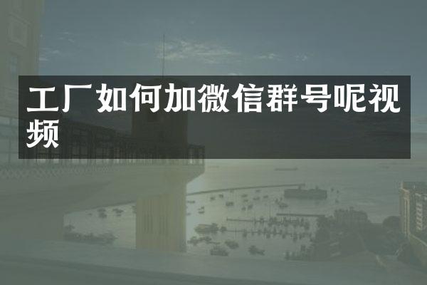 工厂如何加微信群号呢视频