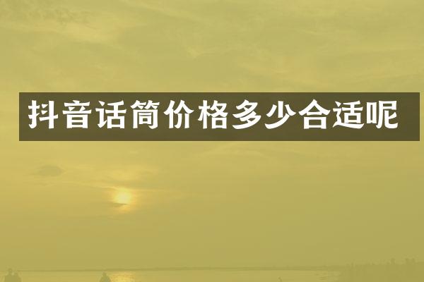 抖音话筒价格多少合适呢