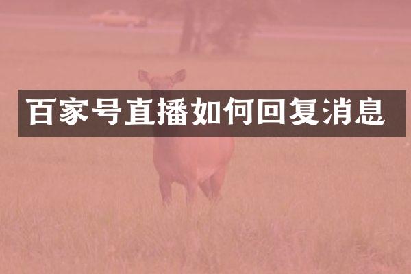 百家号直播如何回复消息
