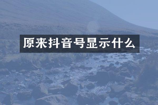 原来抖音号显示什么