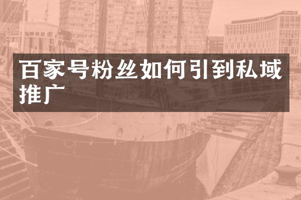 百家号粉丝如何引到私域推广